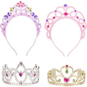 Kids 4 Pcs Pink Purple Silver Gold Crown Jewels